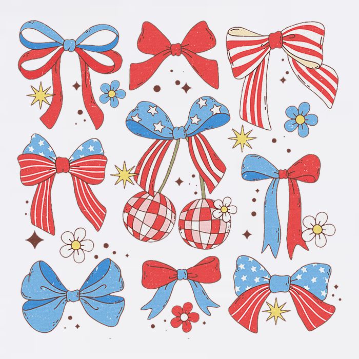 Coquette Red White & Blue Patriotic Bows Retro July 4th Flatbill Hat