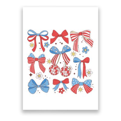 Coquette Red White & Blue Patriotic Bows Retro July 4th Poster