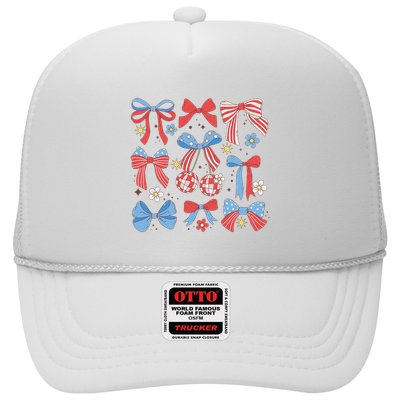Coquette Red White & Blue Patriotic Bows Retro July 4th Trucker Hat