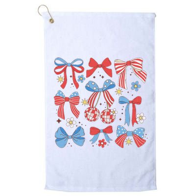 Coquette Red White & Blue Patriotic Bows Retro July 4th Golf Towel