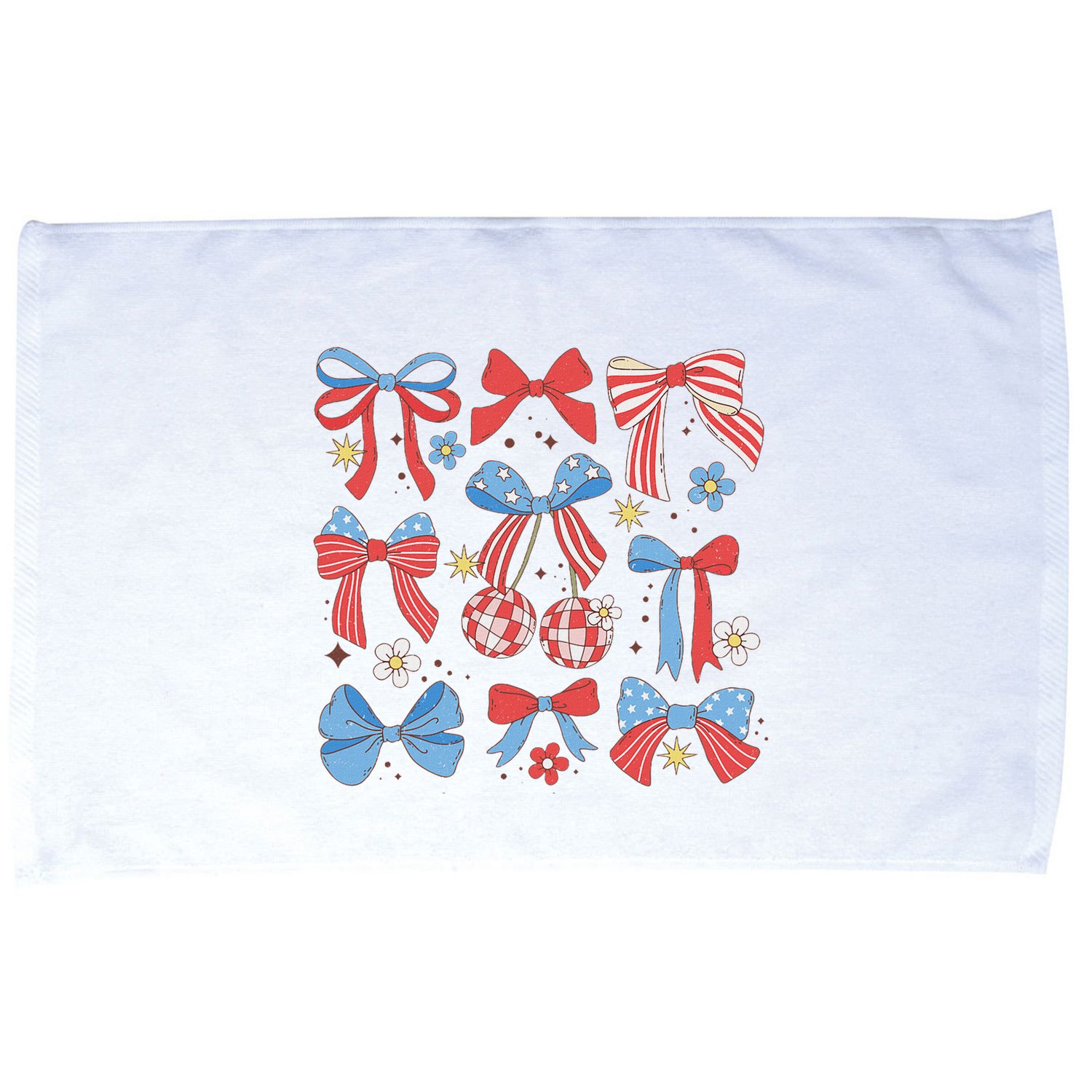 Coquette Red White & Blue Patriotic Bows Retro July 4th Microfiber Hand Towel