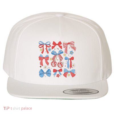 Coquette Red White & Blue Patriotic Bows Retro July 4th Wool Snapback Cap