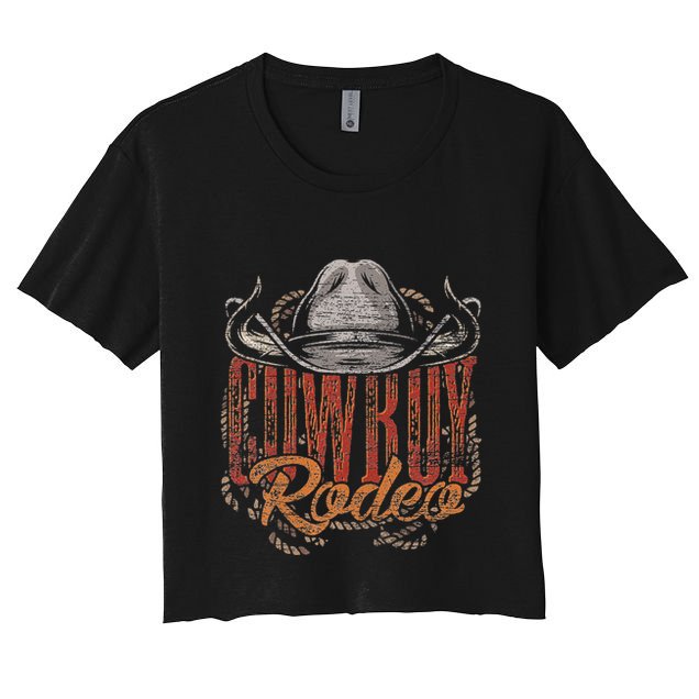 Cowboy Rodeo Western Texan Gift Country Bull Riding Cowboy Crop Top
