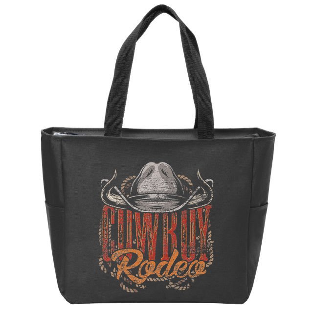 Cowboy Rodeo Western Texan Gift Country Bull Riding Cowboy Zip Tote Bag
