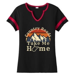 Country Roads West Virginia Take Me Home WV Map Mountains Ladies Halftime Notch Neck Tee