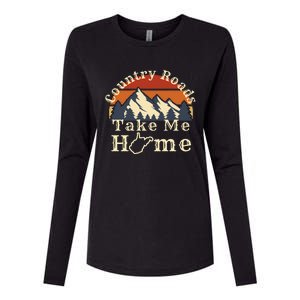 Country Roads West Virginia Take Me Home WV Map Mountains Womens Cotton Relaxed Long Sleeve T-Shirt