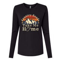 Country Roads West Virginia Take Me Home WV Map Mountains Womens Cotton Relaxed Long Sleeve T-Shirt