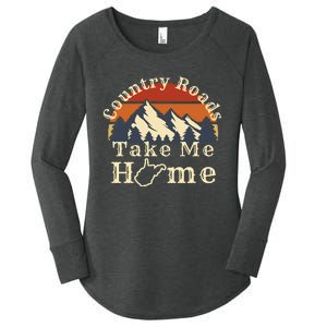 Country Roads West Virginia Take Me Home WV Map Mountains Women's Perfect Tri Tunic Long Sleeve Shirt