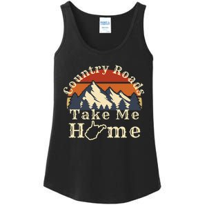 Country Roads West Virginia Take Me Home WV Map Mountains Ladies Essential Tank