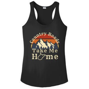 Country Roads West Virginia Take Me Home WV Map Mountains Ladies PosiCharge Competitor Racerback Tank