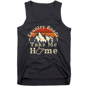 Country Roads West Virginia Take Me Home WV Map Mountains Tank Top