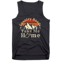 Country Roads West Virginia Take Me Home WV Map Mountains Tank Top