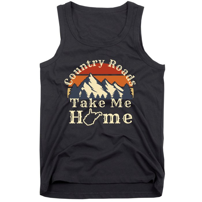 Country Roads West Virginia Take Me Home WV Map Mountains Tank Top