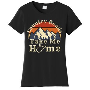 Country Roads West Virginia Take Me Home WV Map Mountains Women's T-Shirt