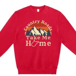 Country Roads West Virginia Take Me Home WV Map Mountains Premium Crewneck Sweatshirt