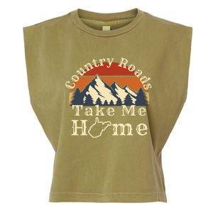 Country Roads West Virginia Take Me Home WV Map Mountains Garment-Dyed Women's Muscle Tee