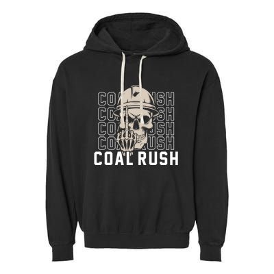 Coal Rush West Virginia Skull Coal Miner Hard Hat Garment-Dyed Fleece Hoodie