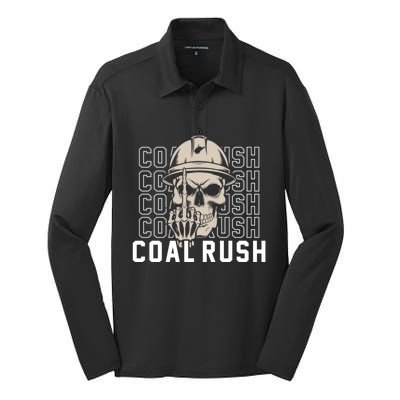 Coal Rush West Virginia Skull Coal Miner Hard Hat Silk Touch Performance Long Sleeve Polo