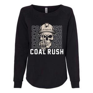 Coal Rush West Virginia Skull Coal Miner Hard Hat Womens California Wash Sweatshirt