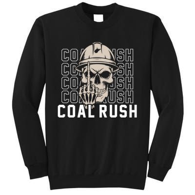 Coal Rush West Virginia Skull Coal Miner Hard Hat Tall Sweatshirt