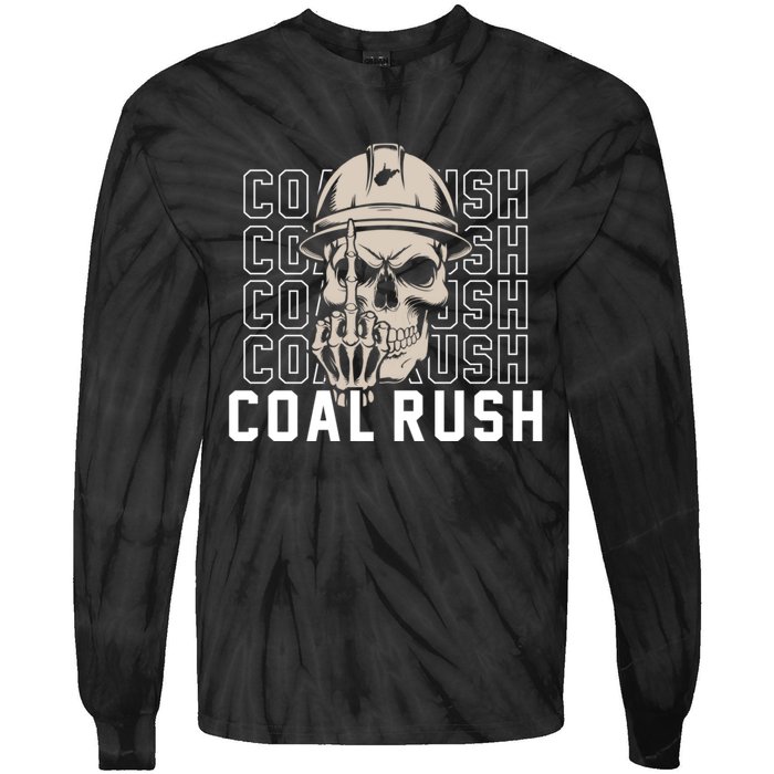 Coal Rush West Virginia Skull Coal Miner Hard Hat Tie-Dye Long Sleeve Shirt