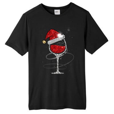 Christmas Red Wine Glass Santa Hat For Funny Xmas Great Gift Tall Fusion ChromaSoft Performance T-Shirt