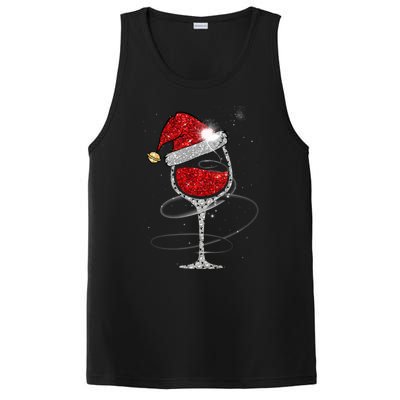 Christmas Red Wine Glass Santa Hat For Funny Xmas Great Gift PosiCharge Competitor Tank