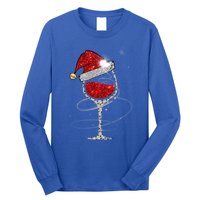 Christmas Red Wine Glass Santa Hat For Funny Xmas Great Gift Long Sleeve Shirt