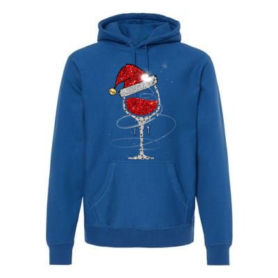 Christmas Red Wine Glass Santa Hat For Funny Xmas Great Gift Premium Hoodie