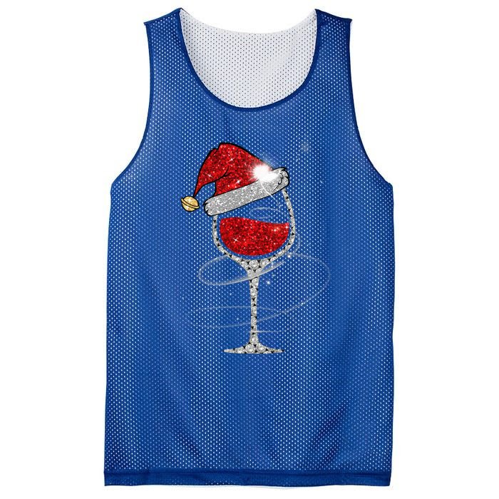 Christmas Red Wine Glass Santa Hat For Funny Xmas Great Gift Mesh Reversible Basketball Jersey Tank