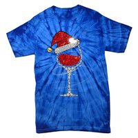 Christmas Red Wine Glass Santa Hat For Funny Xmas Great Gift Tie-Dye T-Shirt