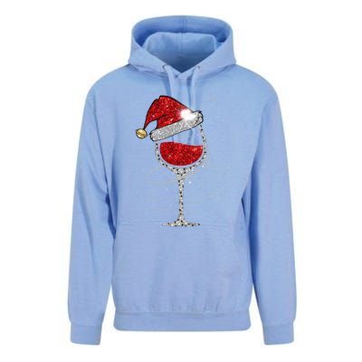 Christmas Red Wine Glass Santa Hat For Funny Xmas Great Gift Unisex Surf Hoodie