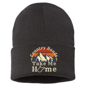 Country Roads West Virginia Take Me Home WV Map Mountains Sustainable Knit Beanie