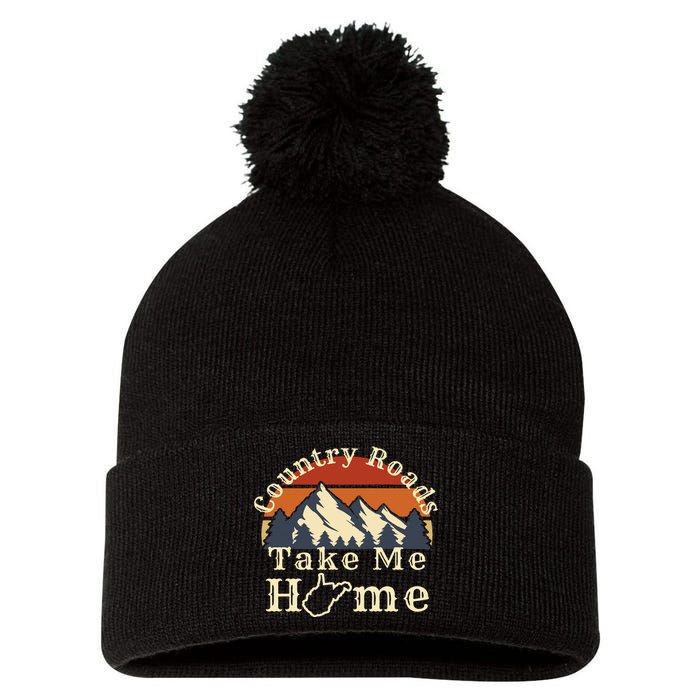 Country Roads West Virginia Take Me Home WV Map Mountains Pom Pom 12in Knit Beanie