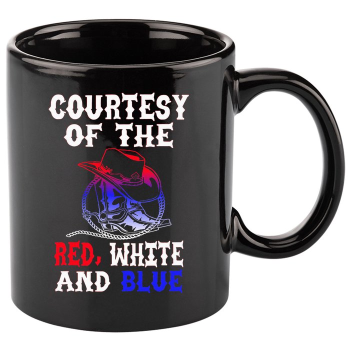 Courtesy Red White And Blue 11oz C Handle Ceramic Mug