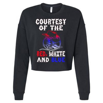 Courtesy Red White And Blue Cropped Pullover Crew