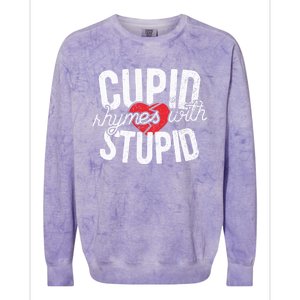 Cupid Rhymes With Stupid Gift Anti Valentine's Day Gift Colorblast Crewneck Sweatshirt