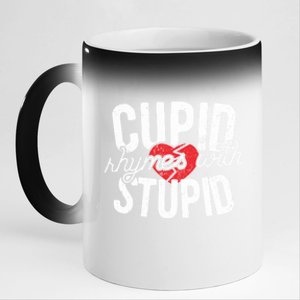 Cupid Rhymes With Stupid Gift Anti Valentine's Day Gift 11oz Black Color Changing Mug