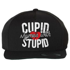 Cupid Rhymes With Stupid Gift Anti Valentine's Day Gift Wool Snapback Cap