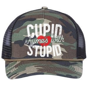 Cupid Rhymes With Stupid Gift Anti Valentine's Day Gift Retro Rope Trucker Hat Cap