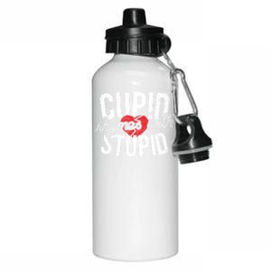 Cupid Rhymes With Stupid Gift Anti Valentine's Day Gift Aluminum Water Bottle