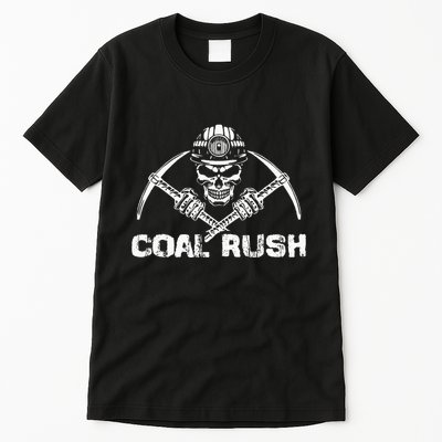 Coal Rush Wv With Skeleton Skull Miner Hard Hat Tall T-Shirt