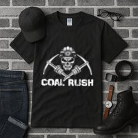 Coal Rush Wv With Skeleton Skull Miner Hard Hat Tall T-Shirt
