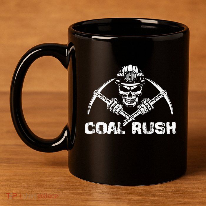 Coal Rush Wv With Skeleton Skull Miner Hard Hat 11oz C Handle Ceramic Mug
