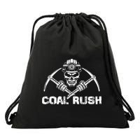 Coal Rush Wv With Skeleton Skull Miner Hard Hat Drawstring Bag