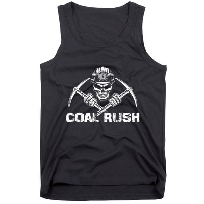 Coal Rush Wv With Skeleton Skull Miner Hard Hat Tank Top