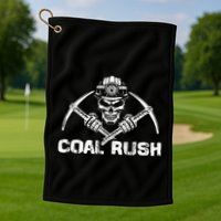 Coal Rush Wv With Skeleton Skull Miner Hard Hat Golf Towel