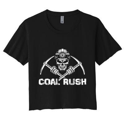 Coal Rush Wv With Skeleton Skull Miner Hard Hat Crop Top