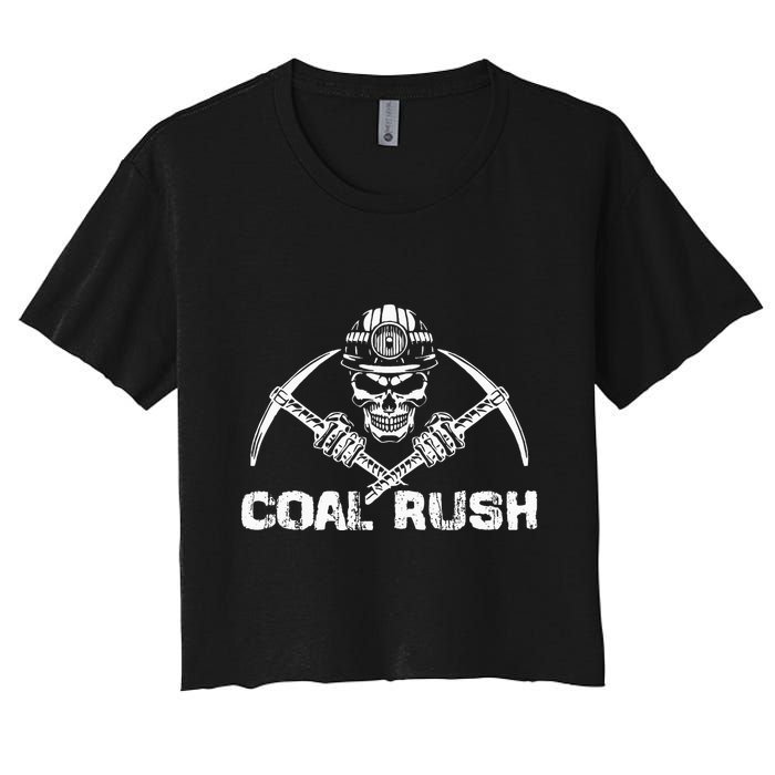 Coal Rush Wv With Skeleton Skull Miner Hard Hat Crop Top