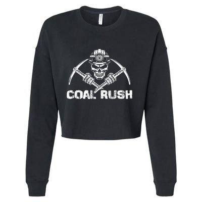 Coal Rush Wv With Skeleton Skull Miner Hard Hat Cropped Pullover Crew